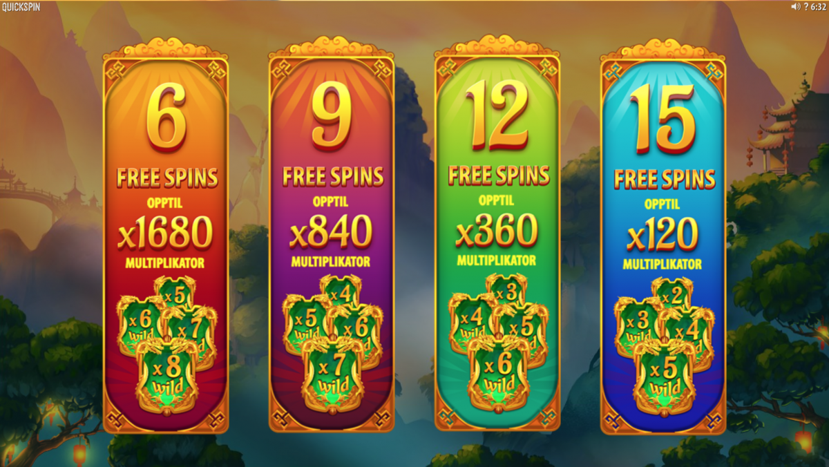 Velg mellom 4 ulike free spins i Eastern Emeralds